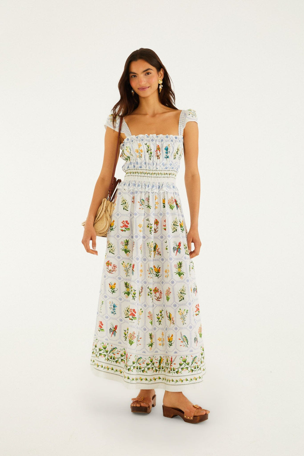 Off-White Tropical Porcelain Organic Cotton Maxi Dress