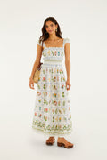 Off-White Tropical Porcelain Organic Cotton Maxi Dress